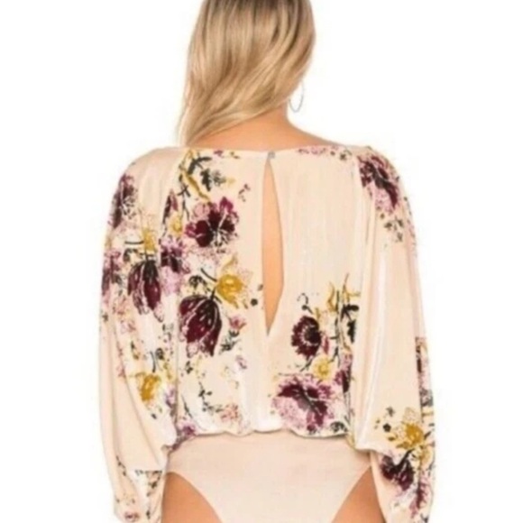 Intimately Free People Floral Babe Slouchy Velvet Dolman Bodysuit - Size XS - Picture 3 of 6